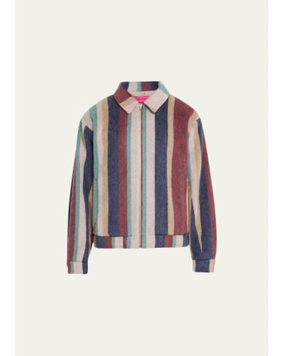 The Elder Statesman Multicolor Striped Wool-blend Jacket