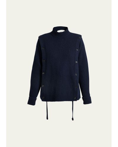 Setchu Button Wool Cashmere Sweater - Blue