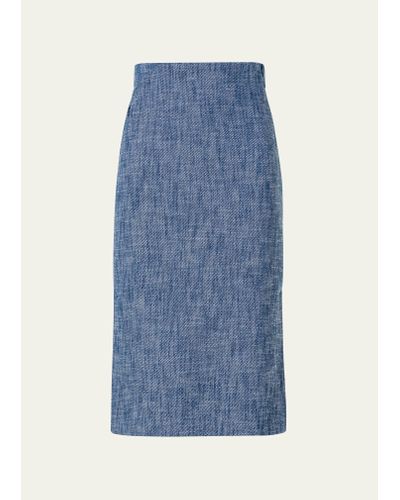 Akris Pencil Skirt With Side Slits - Blue