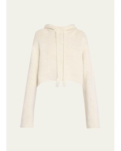 Ulla Johnson Luciana Cropped Wool And Cashmere Crochet Hoodie - Natural