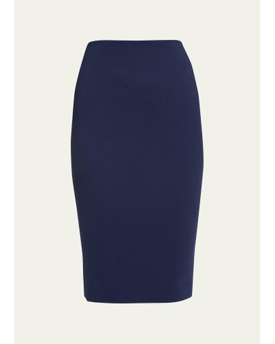 Victoria Beckham Matte Crepe Pencil Skirt - Blue