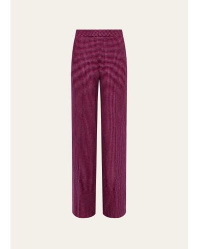 L'Agence Livvy Mid-rise Straight-leg Houndstooth Pants - Purple