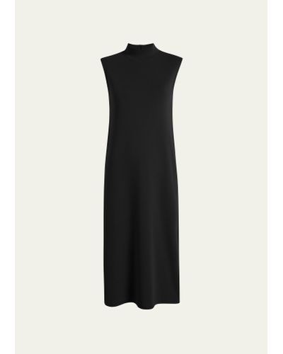 Another Tomorrow Luxe Seamed Organic Cotton Midi Dress - Black