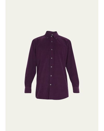 Bergdorf Goodman Micro-corduroy Sport Shirt - Purple