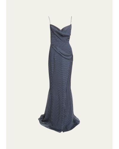 Givenchy Polka-dot Silk Open-back Gown - Blue