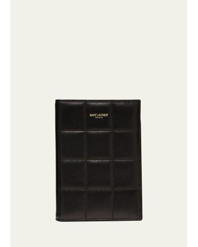 Saint Laurent Passport Case In Quilted Smooth Leather - Black