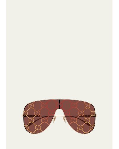 Gucci GG146S-003 Logo Lense Shield Sunglasses - Metallic