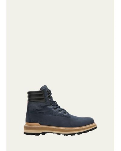 Moncler Peka Suede-leather Hiking Boots - Blue