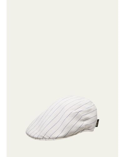 Borsalino Seersucker Stripe Flat Cap - White