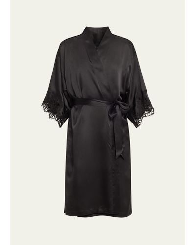 Lise Charmel Splendeur Lace-trim Silk-blend Robe - Black
