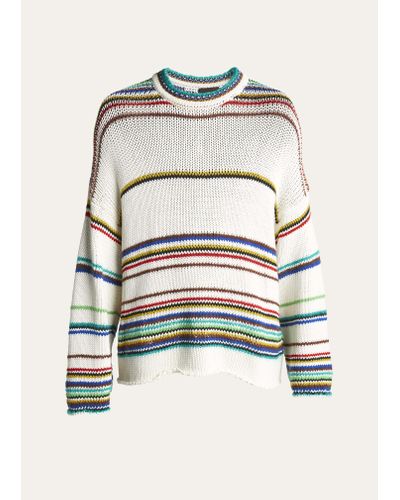 Loewe Loose-knit Multi-striped Sweater - White