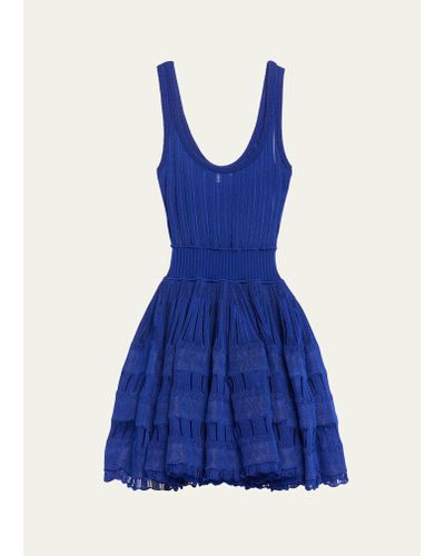 Alaïa Crino Flared Mini Dress - Blue