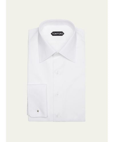 Tom Ford Cotton Piqué Dress Shirt With French Cuffs - White