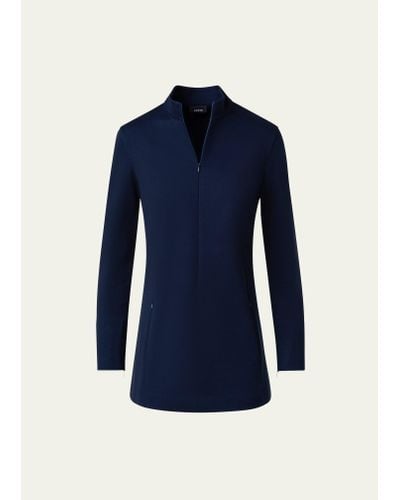 Akris Fitted Zip-front Tunic Shirt - Blue