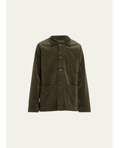 Le Mont St Michel Corduroy French Worker Jacket - Green