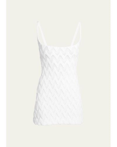 Missoni Chevron Knit Sleeveless Mini Dress - White