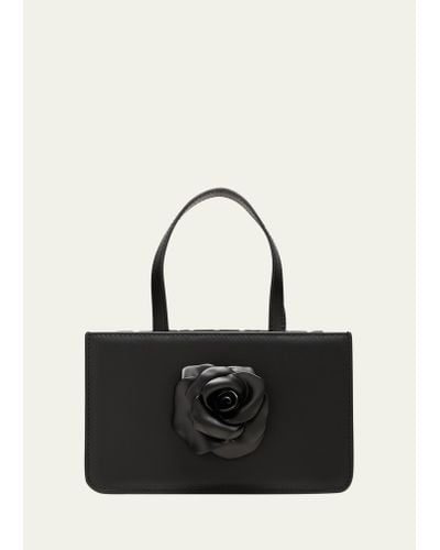 Puppets and Puppets Small Rose Leather Top-handle Bag - Black