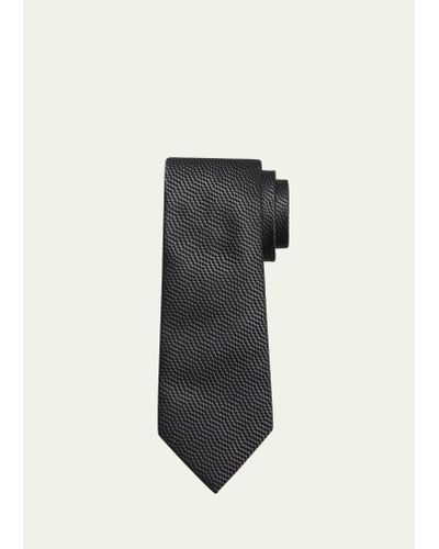 Tom Ford Mulberry Silk Tonal Jacquard Tie - Black