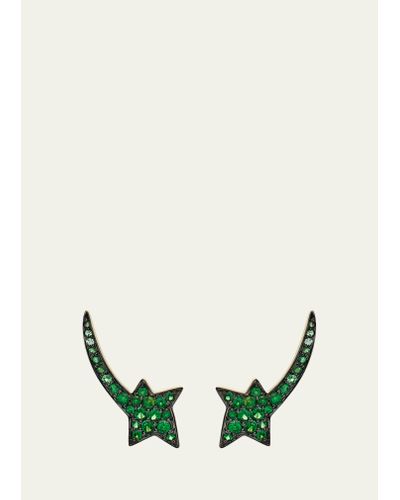 Stefere 18k Yellow Gold Green Earrings From Stars Collection