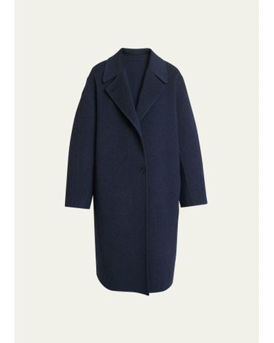 Loewe Wool-cashmere Oversized Single-breasted Cocoon Coat - Blue