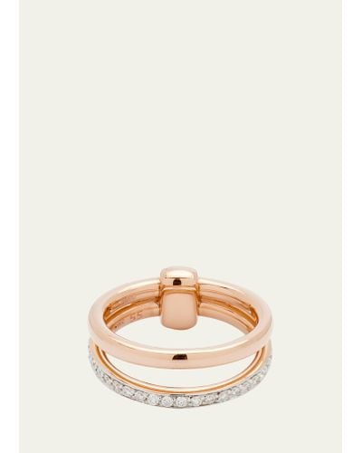 Pomellato Iconica 18k Rose Gold Ring With Diamonds - Natural