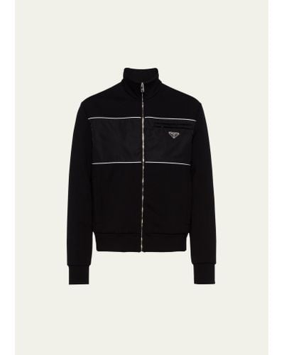Prada Tech Fleece Full-zip Sweatshirt - Black