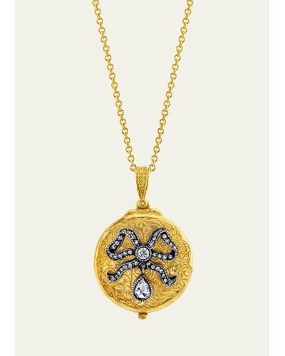 Arman Sarkisyan Round Bow Locket Necklace With Diamonds - Metallic