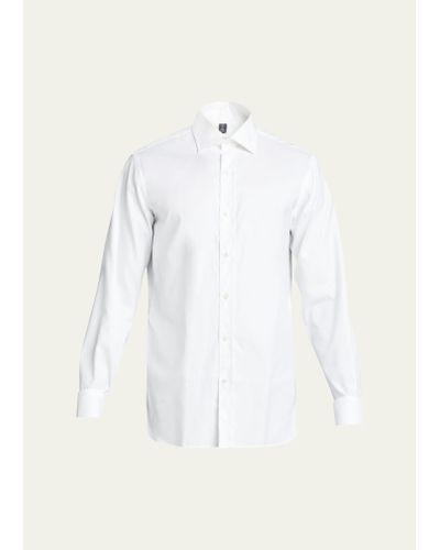 Bergdorf Goodman Textured Solid Sport Shirt - White