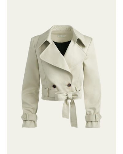 Alice + Olivia Hayley Cropped Trench Coat - Natural