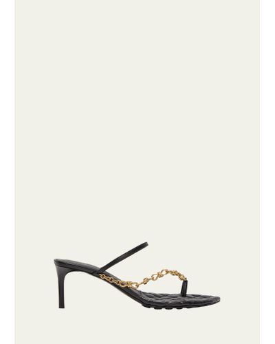 Bottega Veneta Leather Chain Toe-ring Slide Sandals - Natural