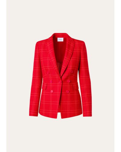 Akris Punto Window Check Canvas Blazer Jacket - Red