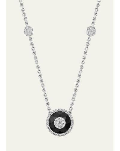 Bhansali 18k White Gold 10mm Halo Pendant Necklace With Diamonds