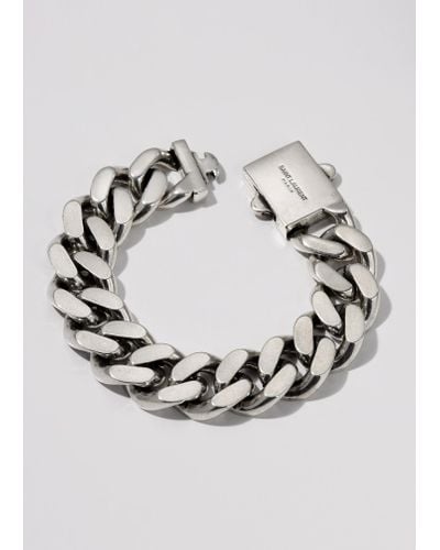 Saint Laurent Gourmette Chain Bracelet - Gray