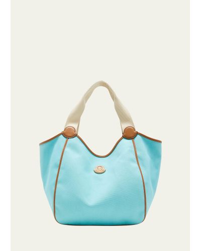 Moncler Nalani Cotton Tote Bag With Logo - Blue