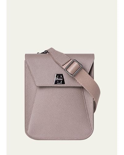 Akris Anouk Mini Flap Leather Messenger Bag - Gray