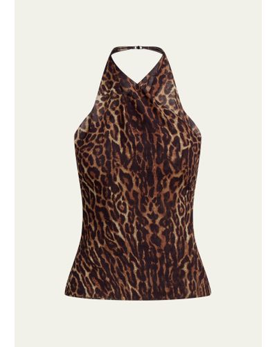 Ralph Lauren Collection Deloria Leopard-print Halter Top - Brown