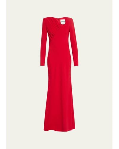 Roland Mouret Ruched Cady Trumpet Gown - Red