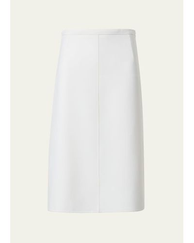 Akris Wool Double Face Stretch A-line Skirt - White
