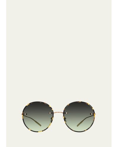 Barton Perreira Rigby Havana Titanium & Acetate Round Sunglasses - Multicolor