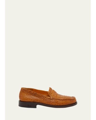 Marni Woven Leather Penny Loafers - Orange