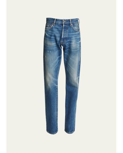 Saint Laurent Stonewashed Straight-leg Jeans - Blue