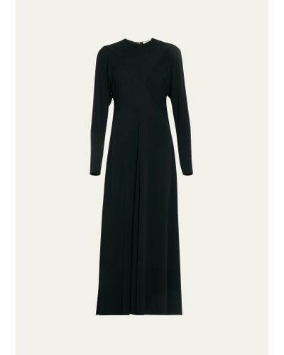 The Row Venusia Long-sleeve A-line Maxi Dress - Black