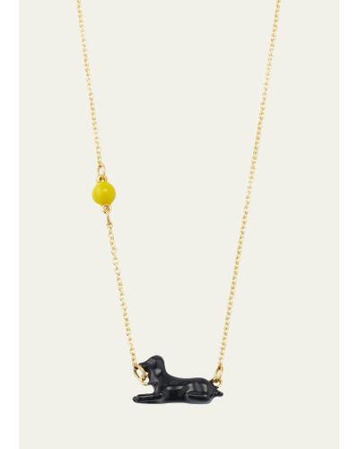 Aliita Perrito Enamel Pendant Necklace In 9k Gold - White