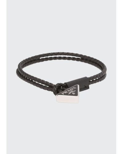 Prada Braided Bracelet With Triangle Logo - Multicolor