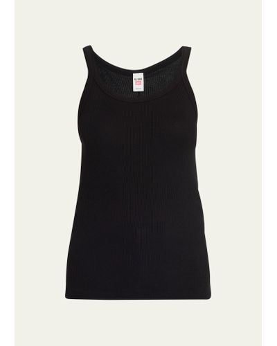 RE/DONE Ribbed Scoop-neck Fitted Tank - Black