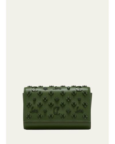 Christian Louboutin Paloma Clutch In Leather With Loubinthesky Spikes - Green