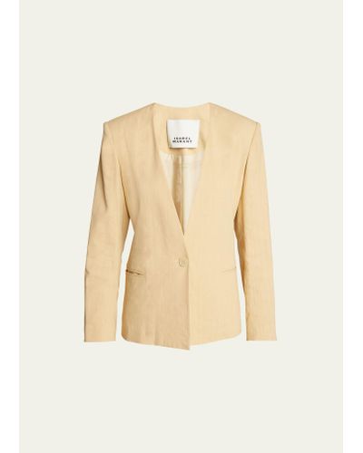 Isabel Marant Manzil One-button Cotton Jacket - Natural