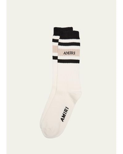 Amiri Stripe Stack Chunky Knit Crew Socks - White