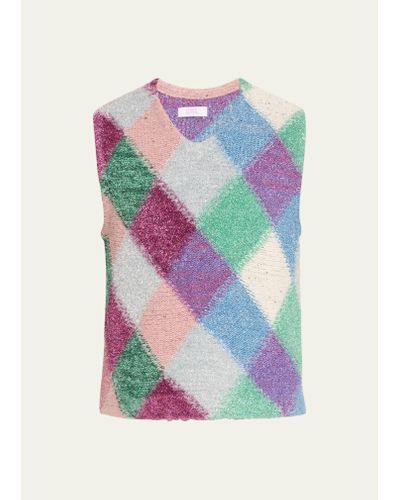 ERL Multicolor Lurex Argyle Sweater Vest