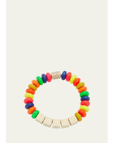 Lauren Rubinski Rainbow Happy Bracelet With Enamel On Silver Donuts - White